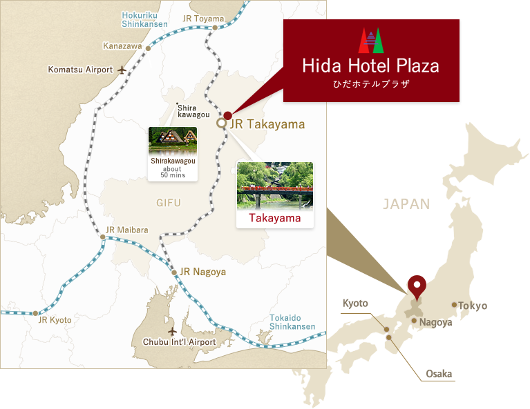 Hida Takayama Onsen Hida Hotel Plaza アクセスマップ