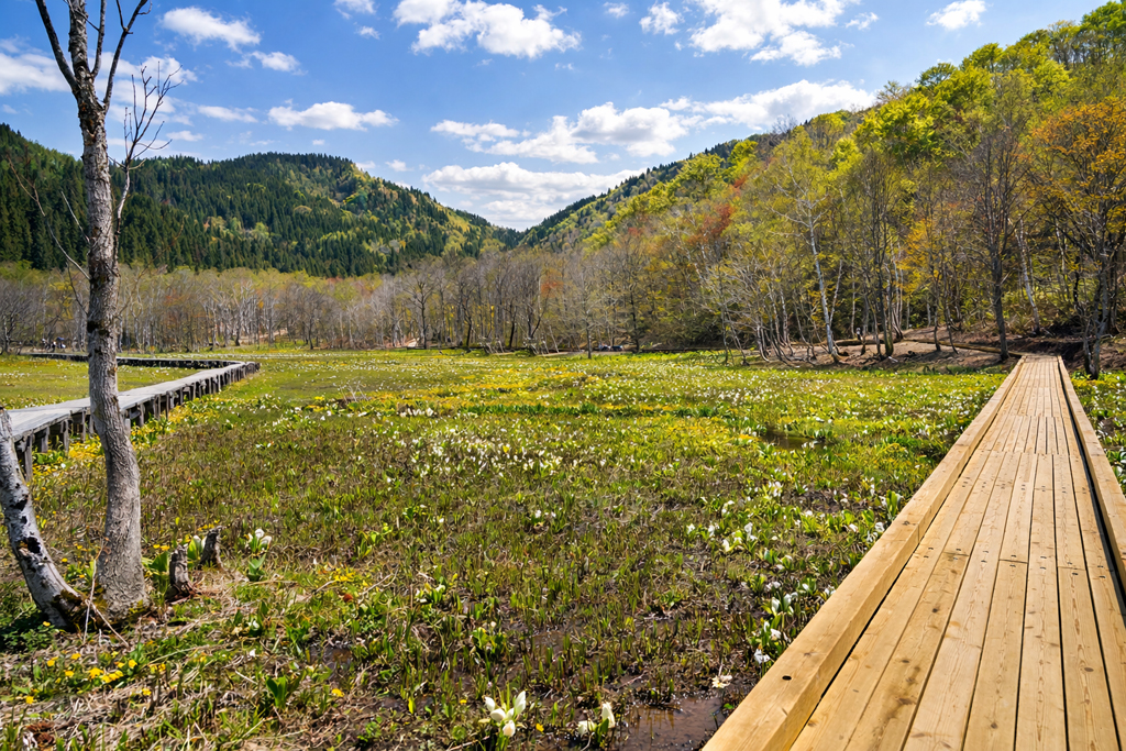 池ヶ原湿原｜標高960mの天空湿原で出会う、水芭蕉の絶景